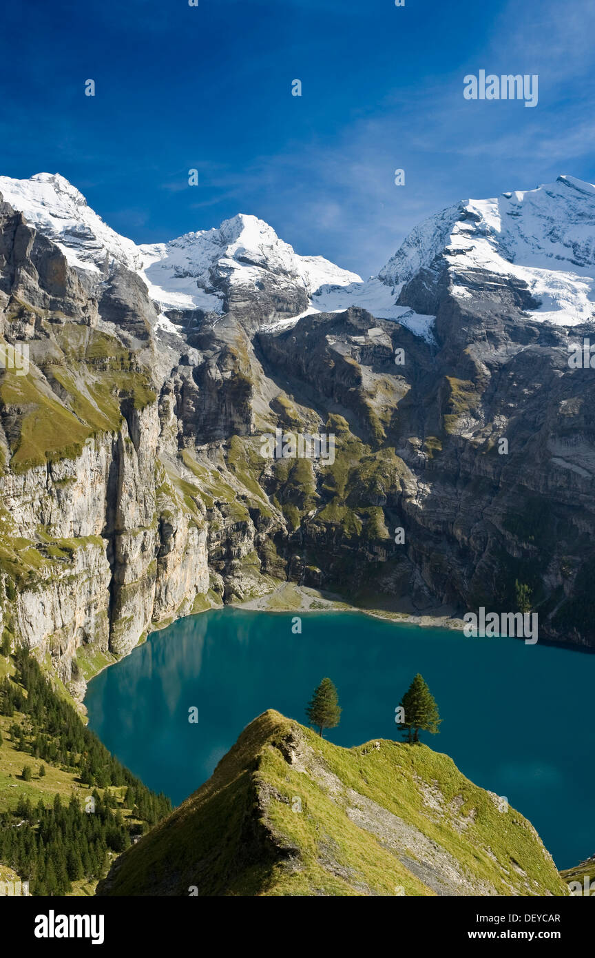 Oeschinensee, Lago Oeschinen, Oberland bernese, il Cantone di Berna, Svizzera, Europa Foto Stock
