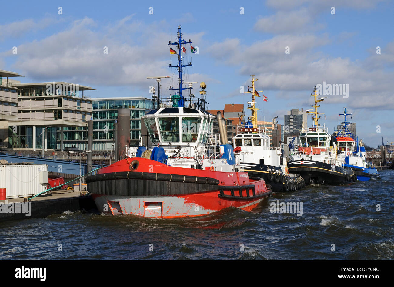 Rimorchiatori presso il porto di Amburgo, Fiume Elba, Amburgo Foto Stock