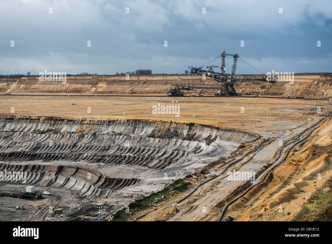 Garzweiler a cielo aperto miniera di lignite, Grevenbroich, Renania, Renania settentrionale-Vestfalia, Germania Foto Stock