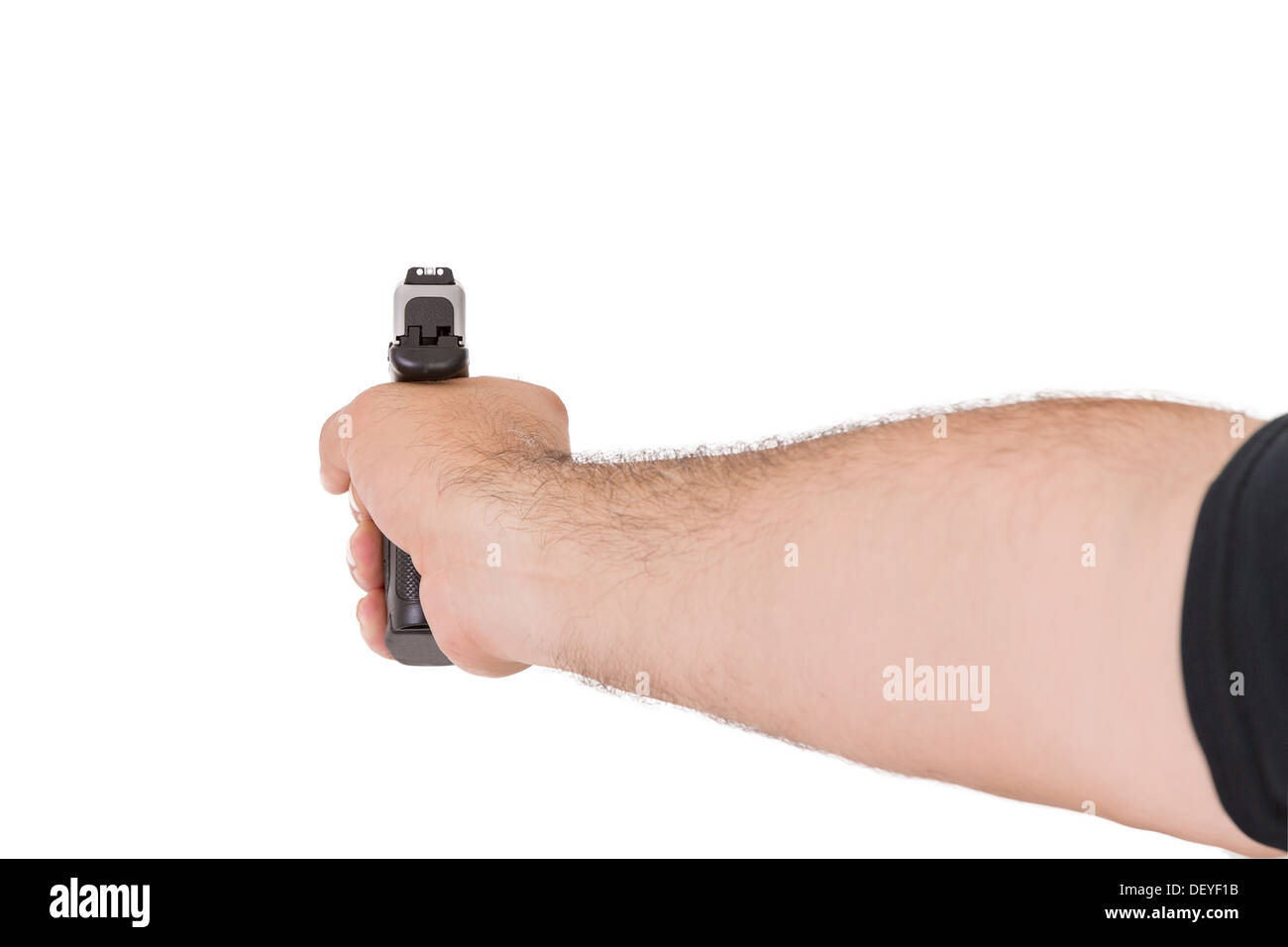 Pulire le riprese a mano con un braccio che mostra il suo stile da dietro Foto Stock