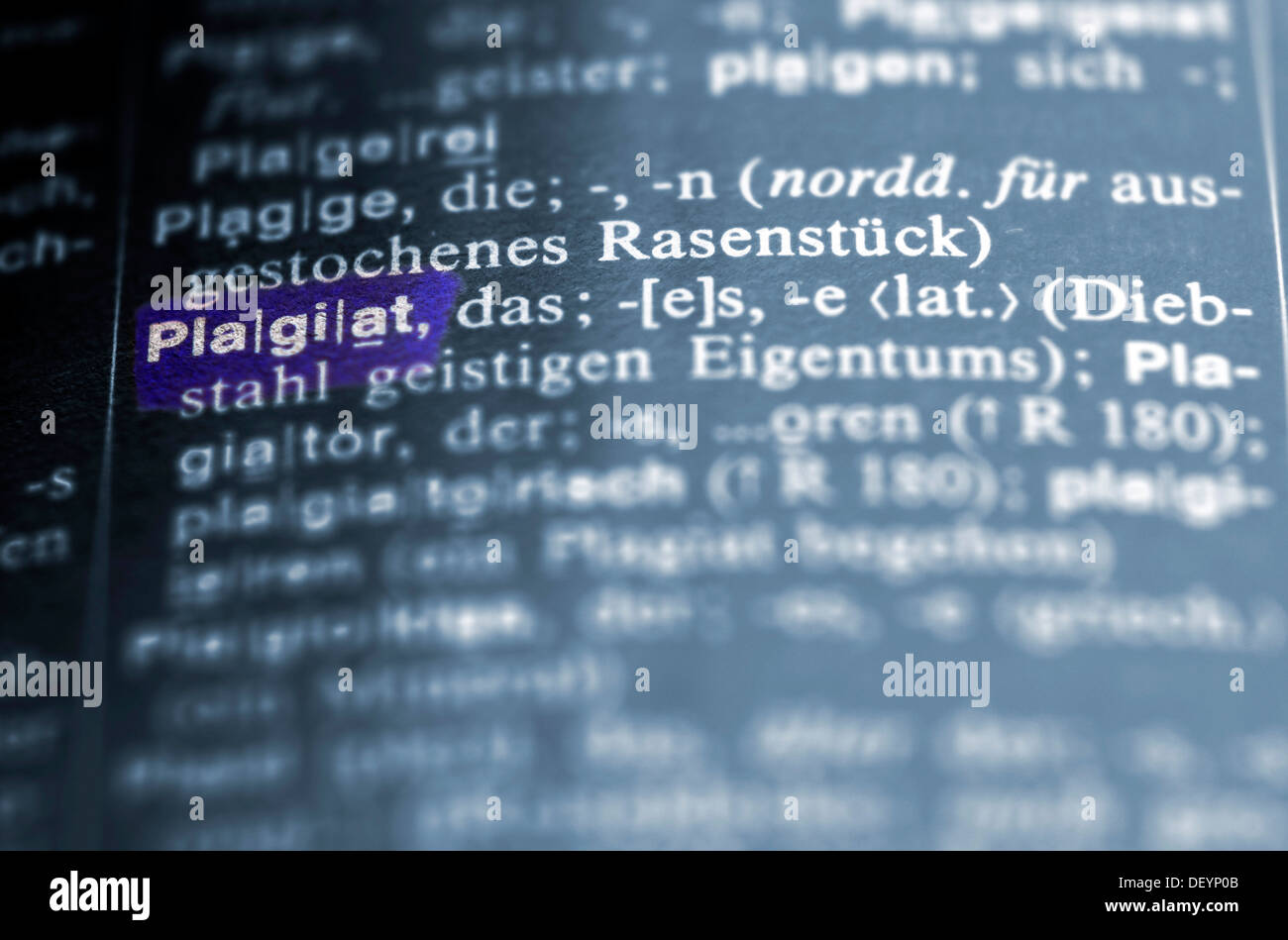 Definizione di plagio in un dizionario di tedesco, Plagiat Foto Stock
