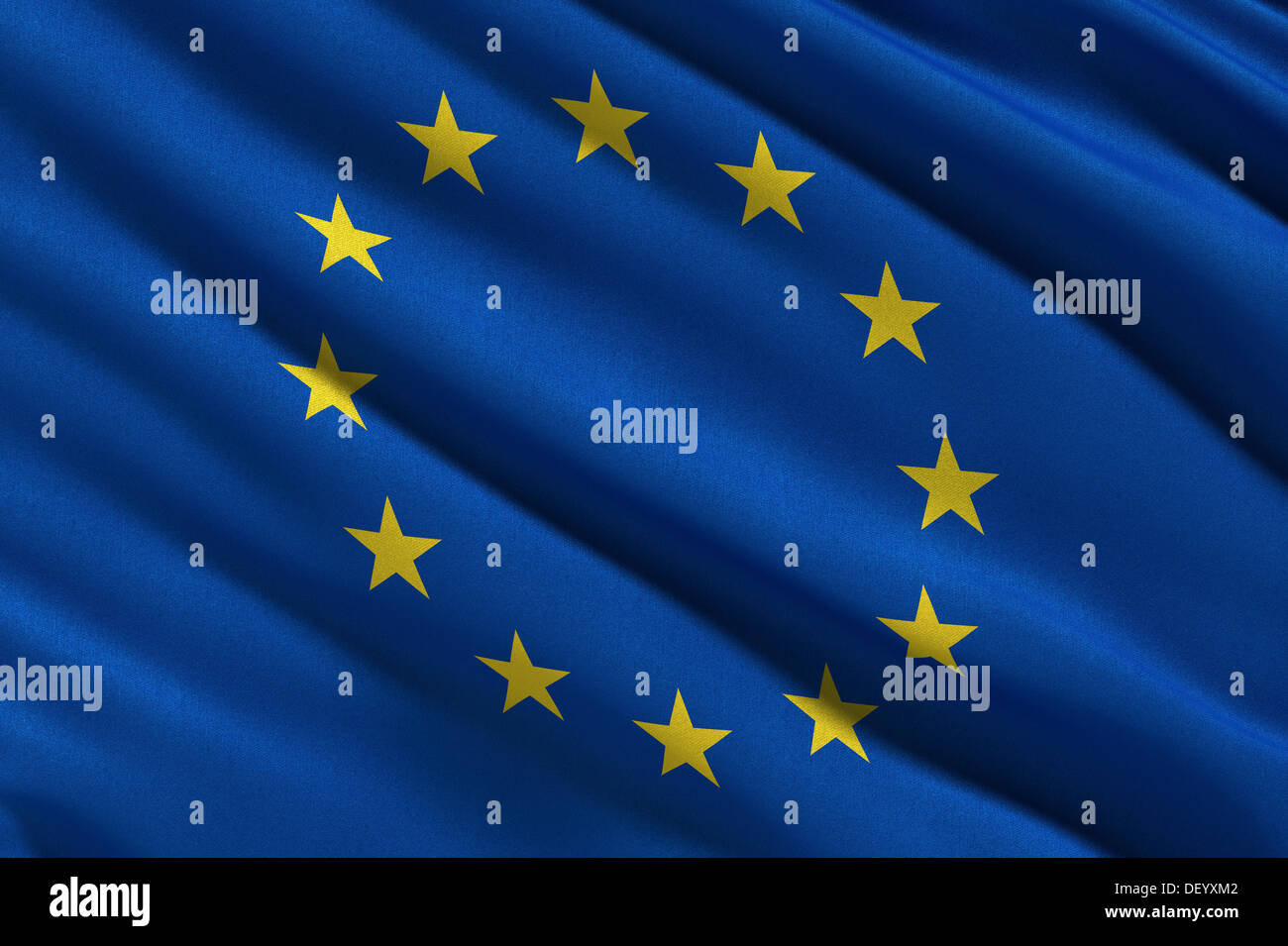 Bandiera dell'Unione Europea sventolare nel vento Foto Stock