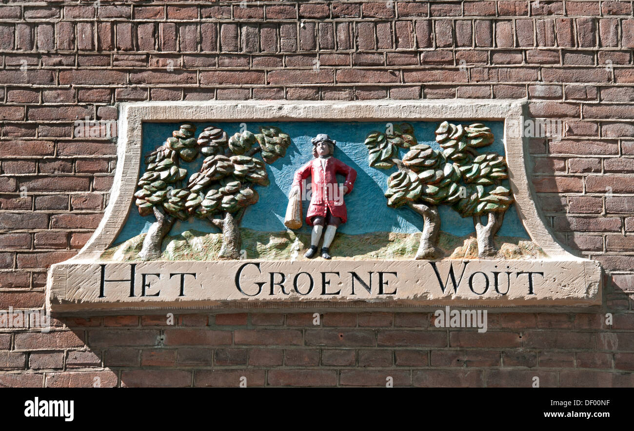 Het Groene Wout Amsterdam Paesi Bassi House antico muro di placca tablet Foto Stock