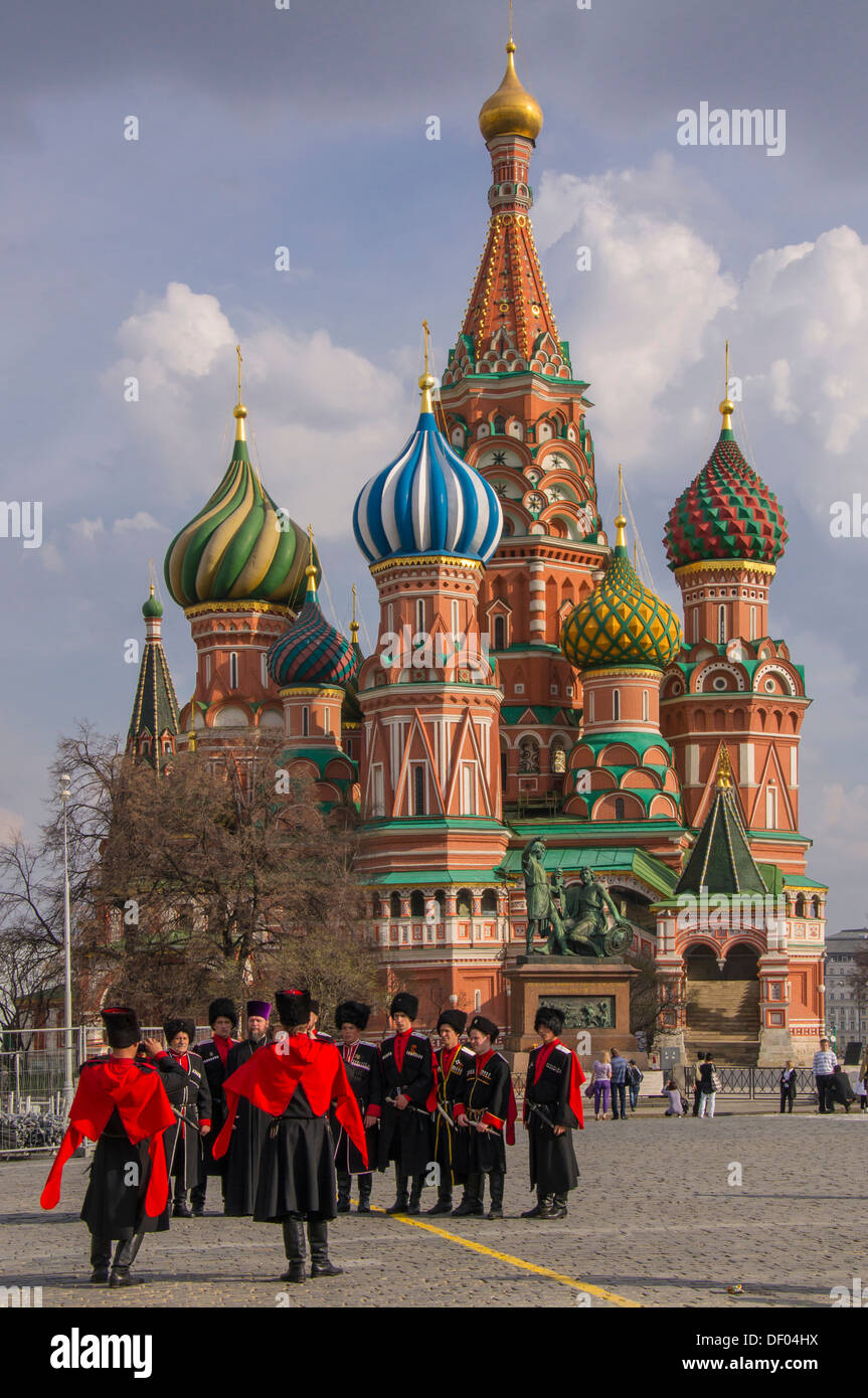 Cattedrale di San Basilio, piazza Rossa, Viale Tverskoi, Moskau, Oblast di Mosca, Russia Foto Stock
