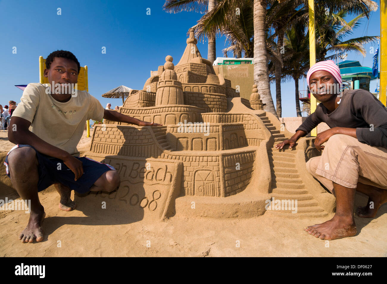 Artisti, sandcastle scultura, Durban, KwaZulu-Natal, Sud Africa e Africa Foto Stock