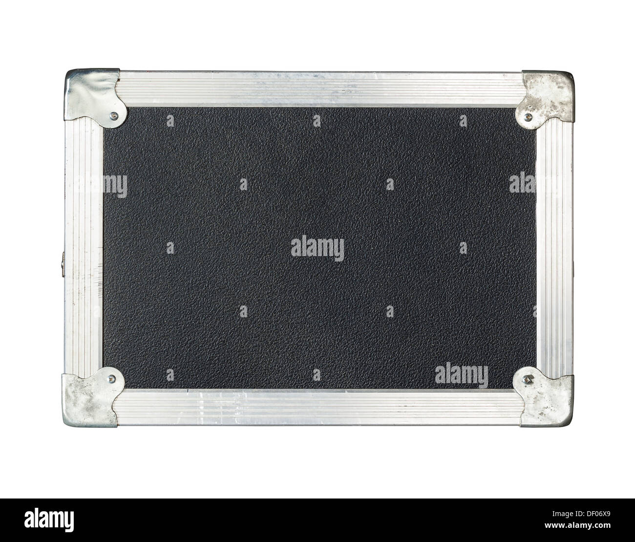 Close-up di un volo nero caso isolato su uno sfondo bianco Foto Stock