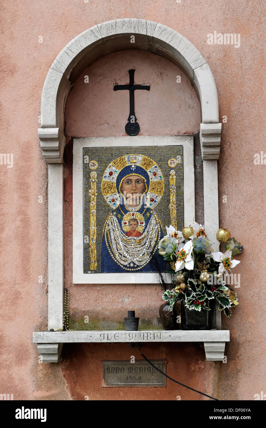 Madonna, icona di mosaico, Venezia, Veneto, Italia, Europa Foto Stock