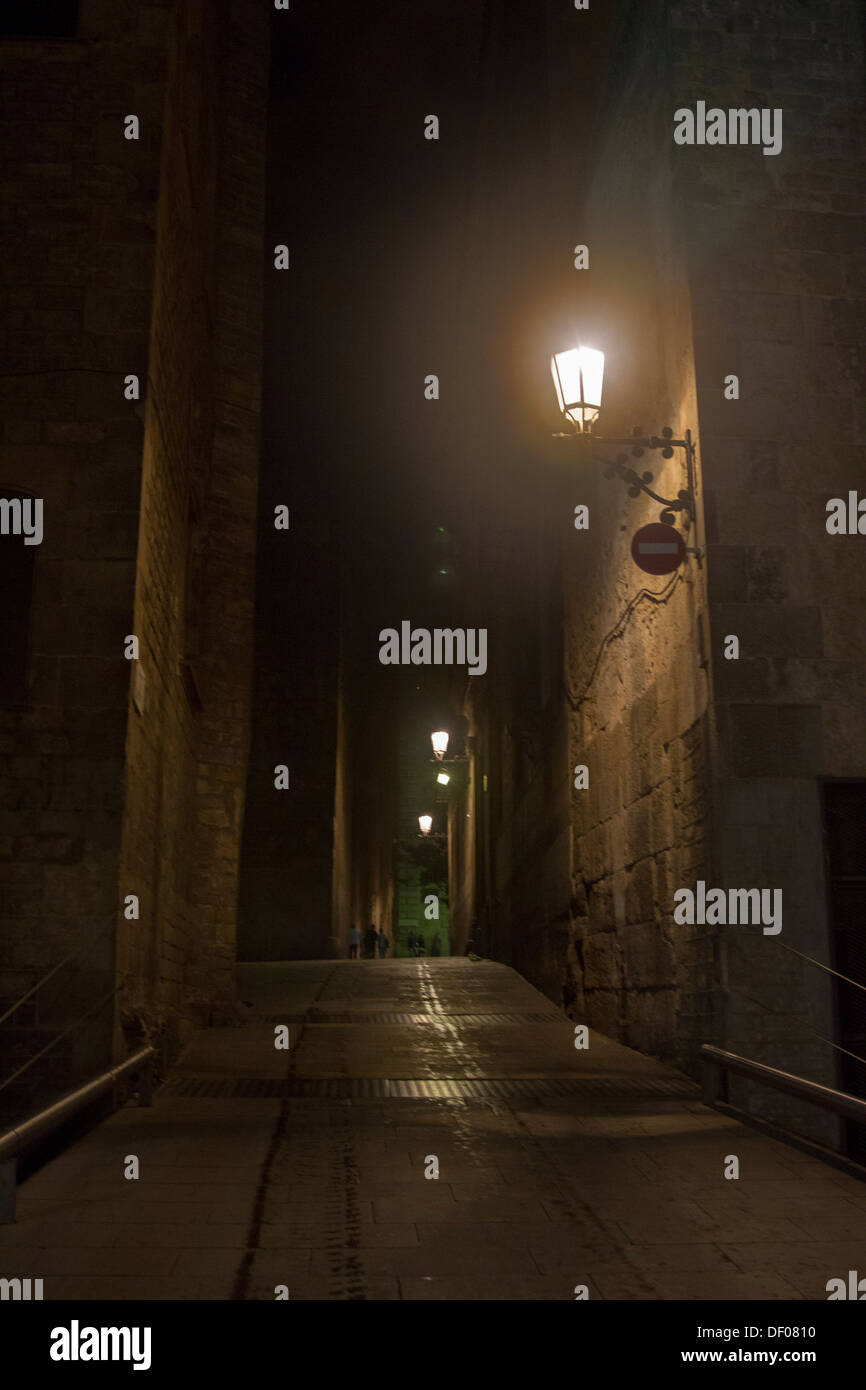 Barcellona di notte Foto Stock