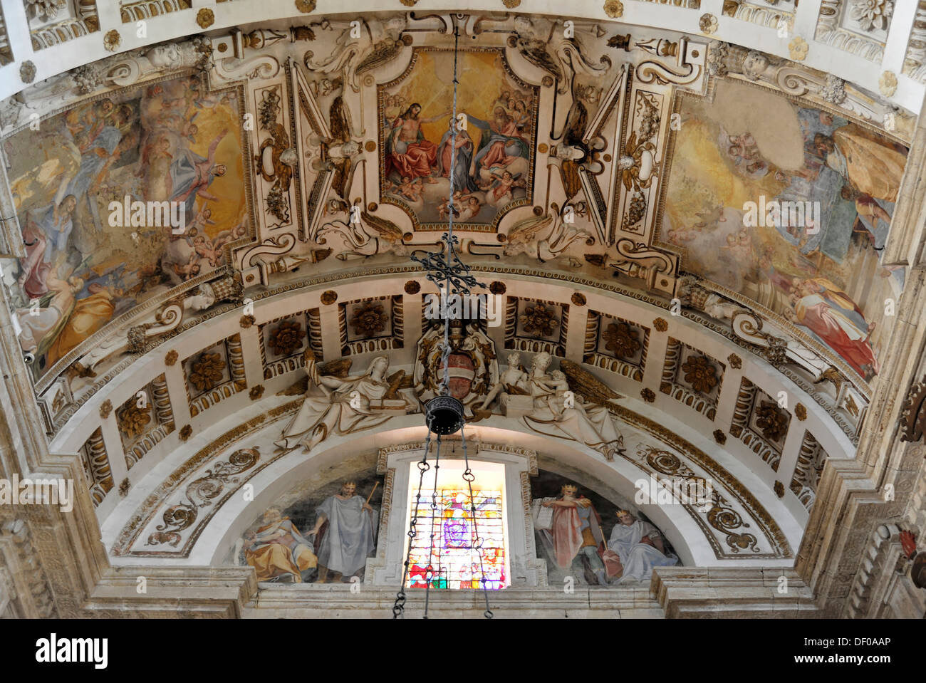Soffitto a volta, soffitto dipinti rinascimentali, la Chiesa del pellegrinaggio di San Biagio, architetto Antonio da Sangallo Foto Stock