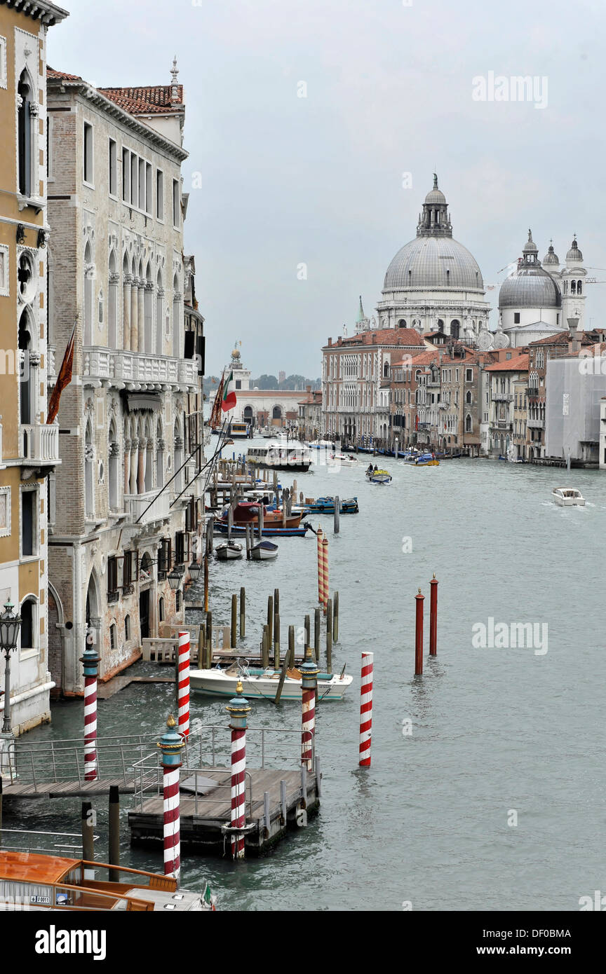 Grand Canal, il Canal Grande, vista dal Ponte dell'Accademia, Ponte dell'Accademia, Venezia, Veneto, Italia, Europa Foto Stock