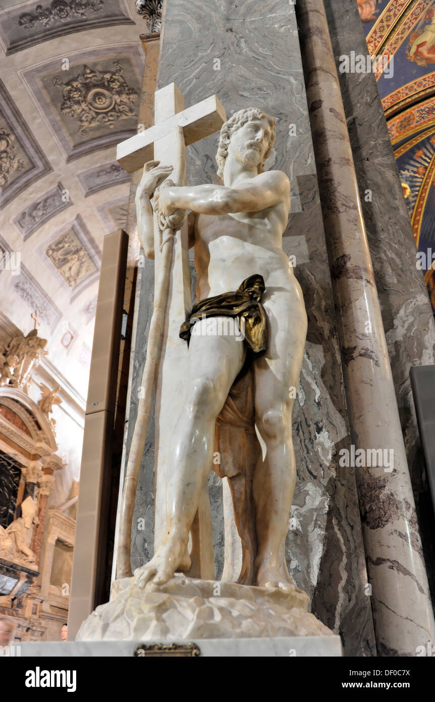 Statua di Cristo di Michelangelo nella Basilica di Santa Maria sopra Minerva a Roma, Italia, Europa Foto Stock