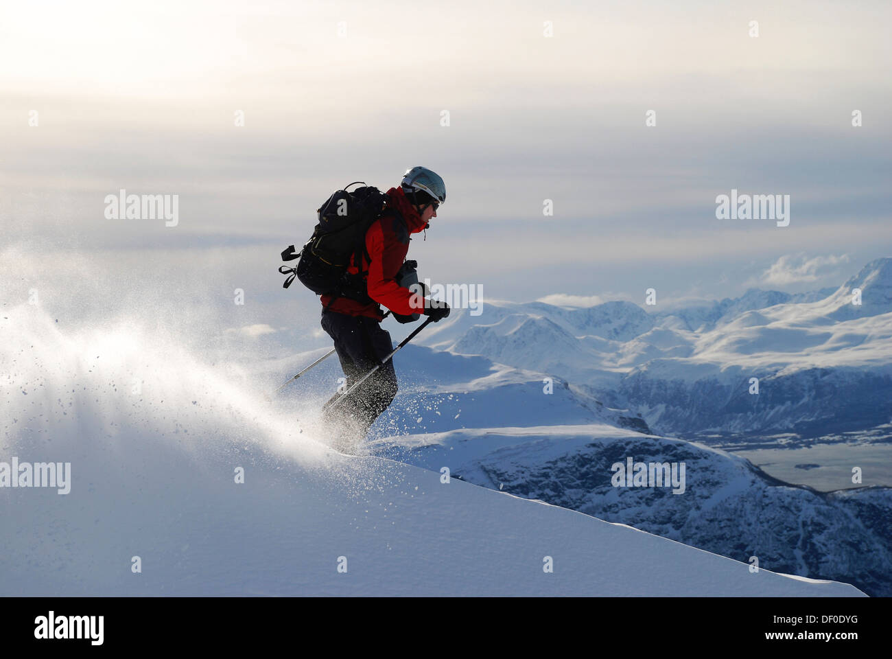 Sci alpinismo, Lyngenalps, Lyngen, Norvegia, Europa Foto Stock