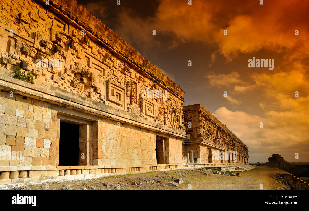 Maya, piramide, calendario, 2012, Uxmal, Yucatan, Messico, America Centrale Foto Stock