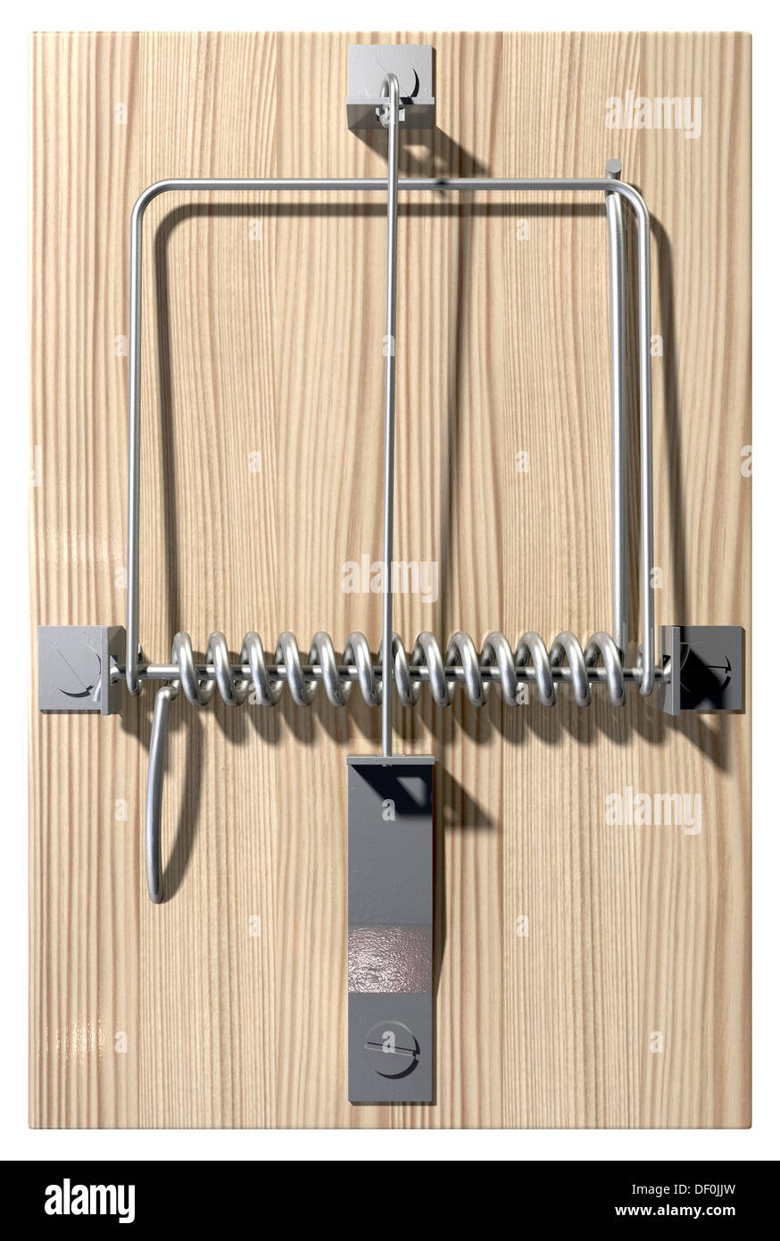 Un normale legno e metallo mousetrap isolato su un background Foto Stock