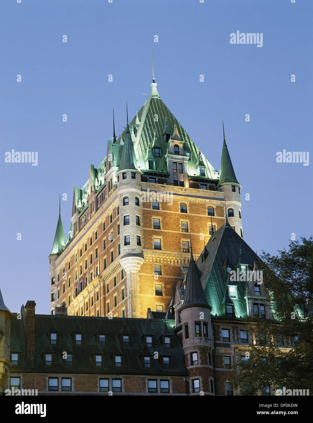 Canada Quebec, Quebec City, Chateau Frontenac dettaglio del tetto. Foto Stock