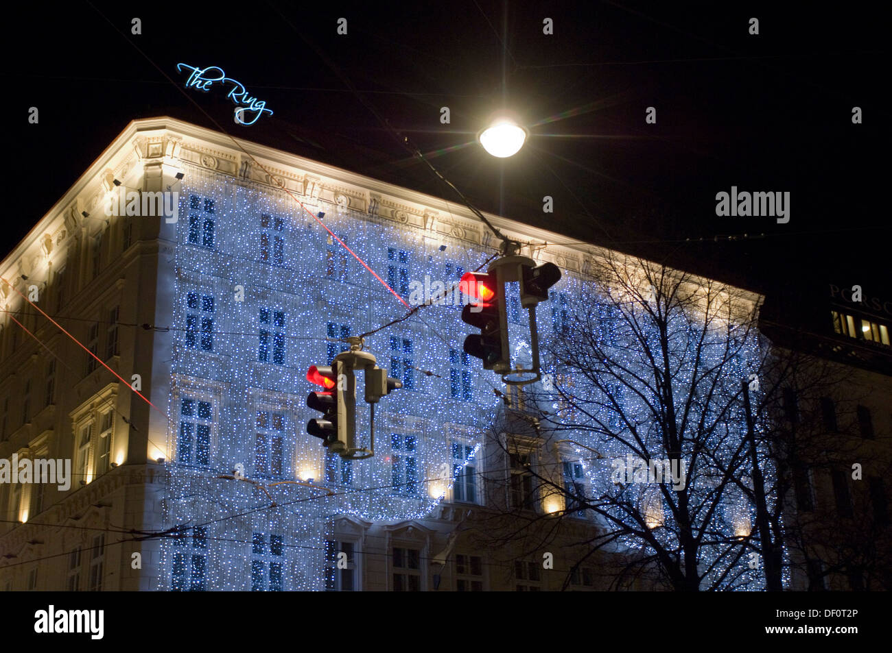 Österreich, Wien 1, Kärntner Ring 8, das Hotel l'anello erstrahlt Weihnachtsschmuck im. Foto Stock