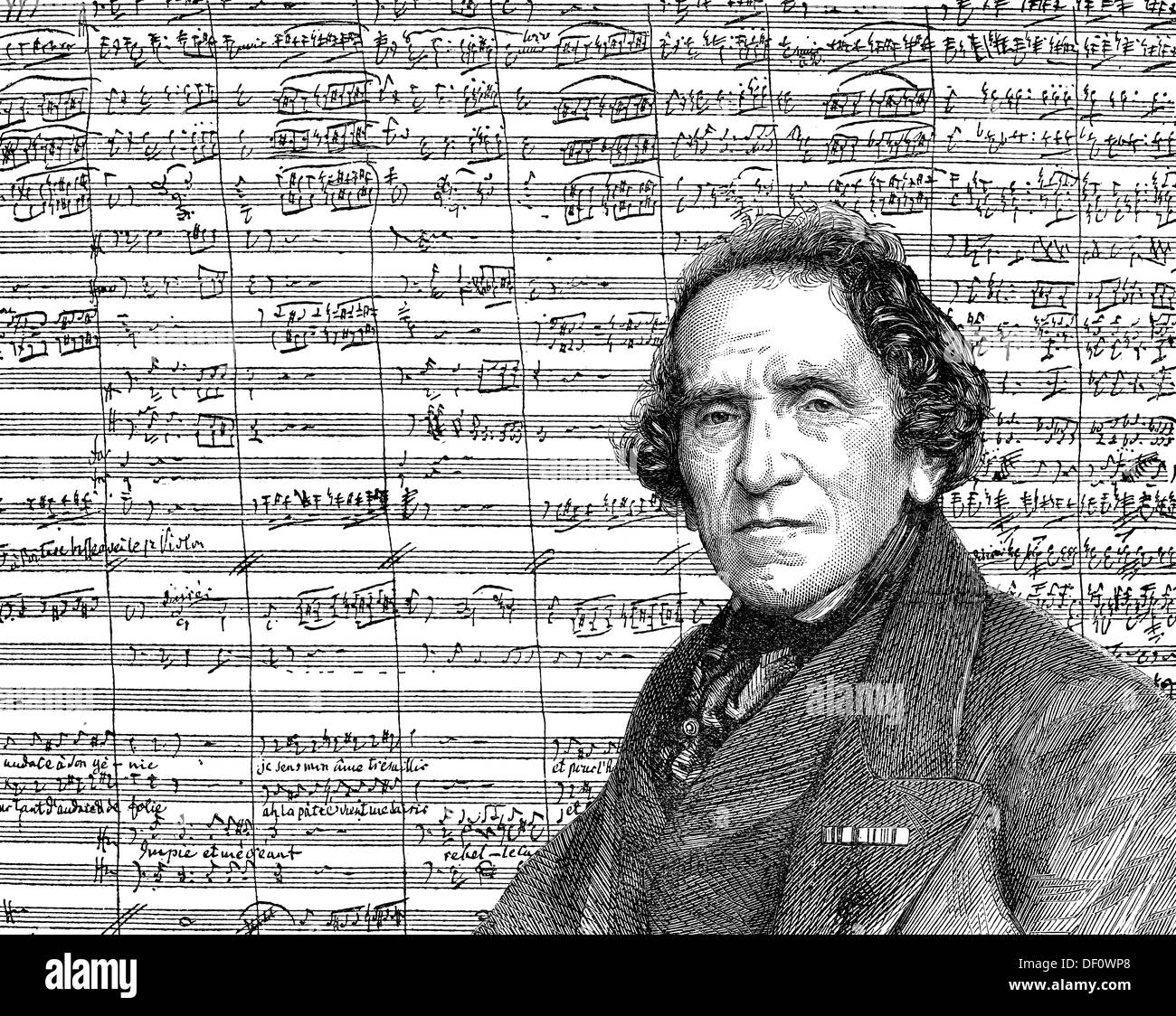 Giacomo Meyerbeer o Jakob Liebmann Meyer birra, 1791 - 1864, un conduttore tedesco e compositore francese di grand opera Foto Stock