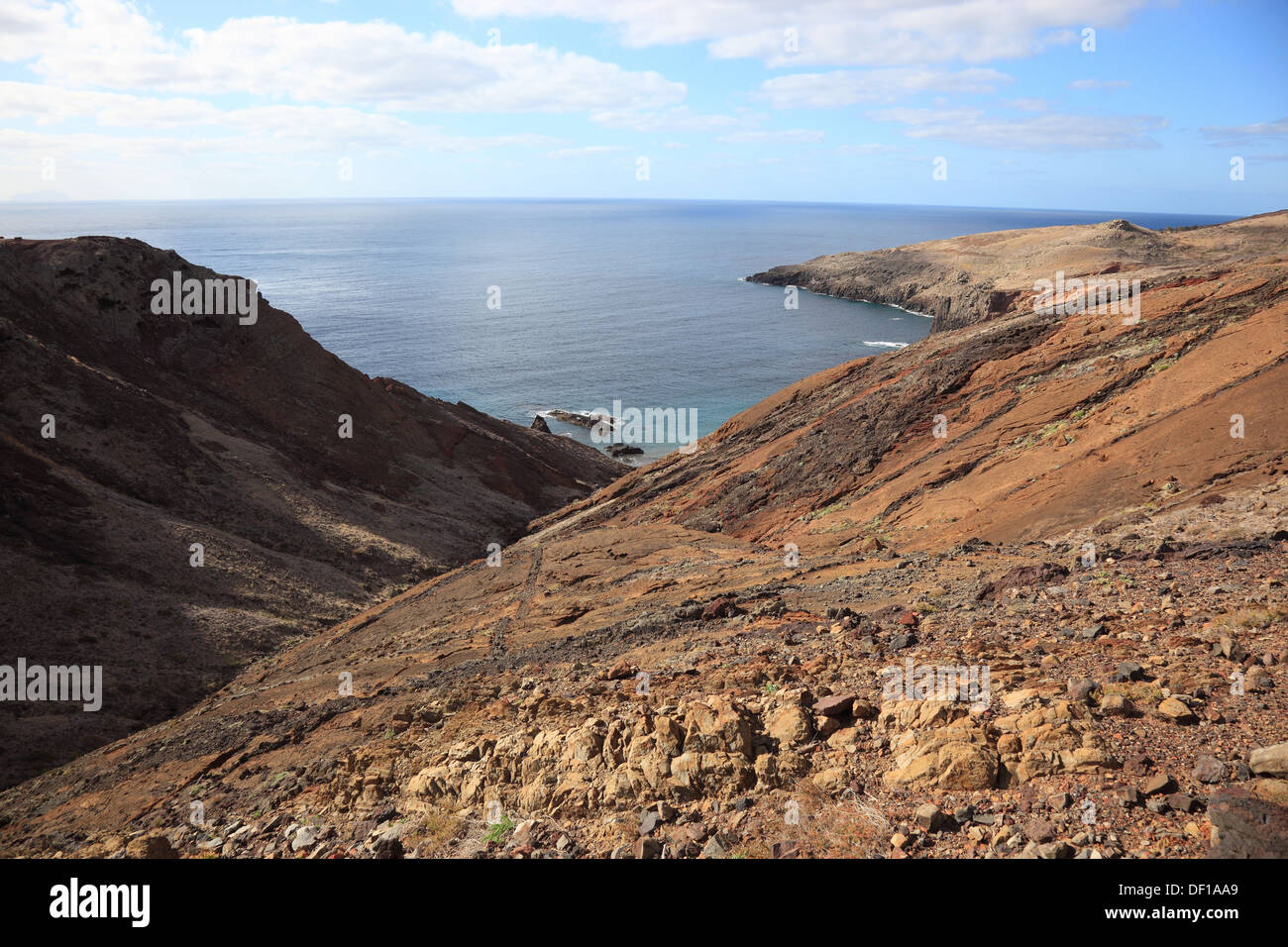 Madera, Cap Ponta de Sao Lourenco, l'estremità orientale dell'isola paesaggio Foto Stock