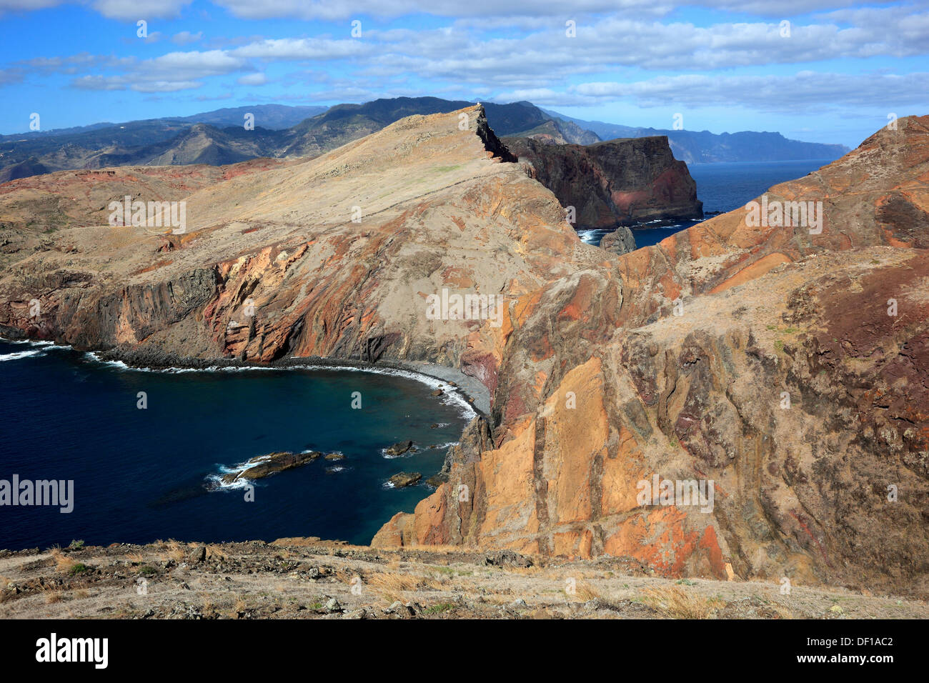 Madera, il cappuccio Ponta de Sao Lourenco, paesaggio all'estremità orientale dell'isola Foto Stock