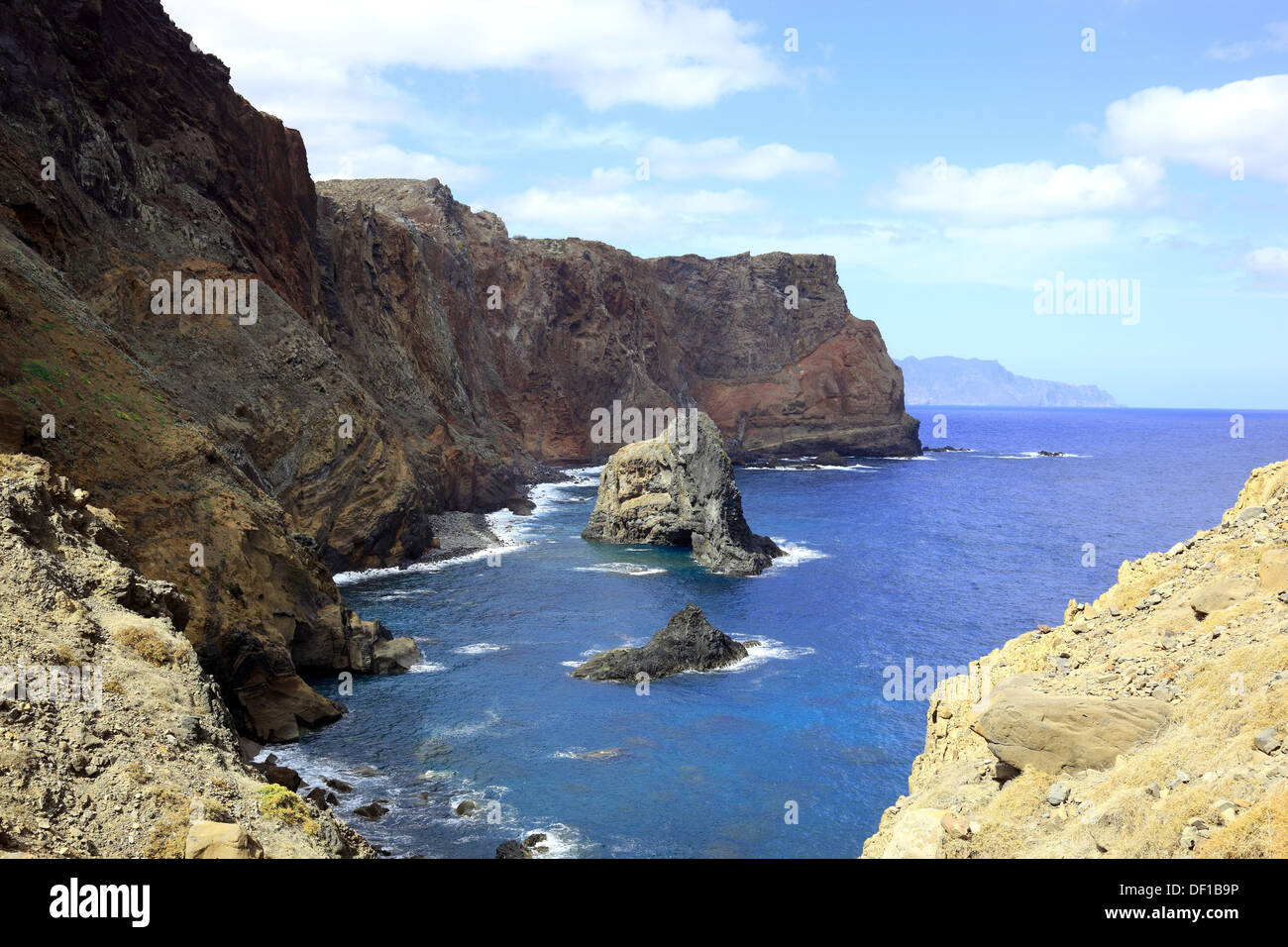 Madera, il cappuccio Ponta de Sao Lourenco, paesaggio all'estremità orientale dell'isola, Baia de Abra Foto Stock