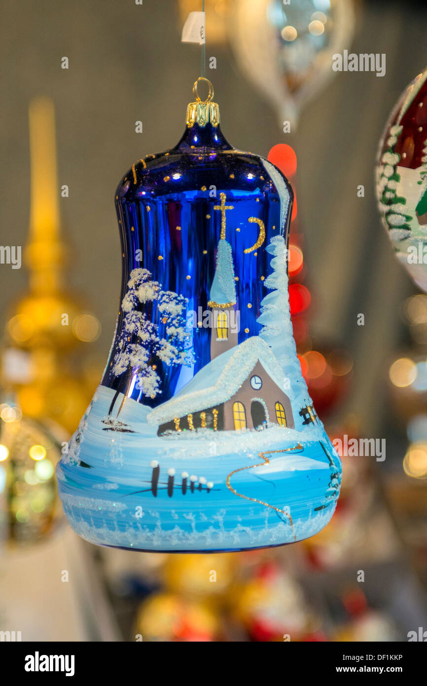 Vetro dipinto ornamento di Natale, il mercatino di Natale, Rothenburg, Germania Foto Stock