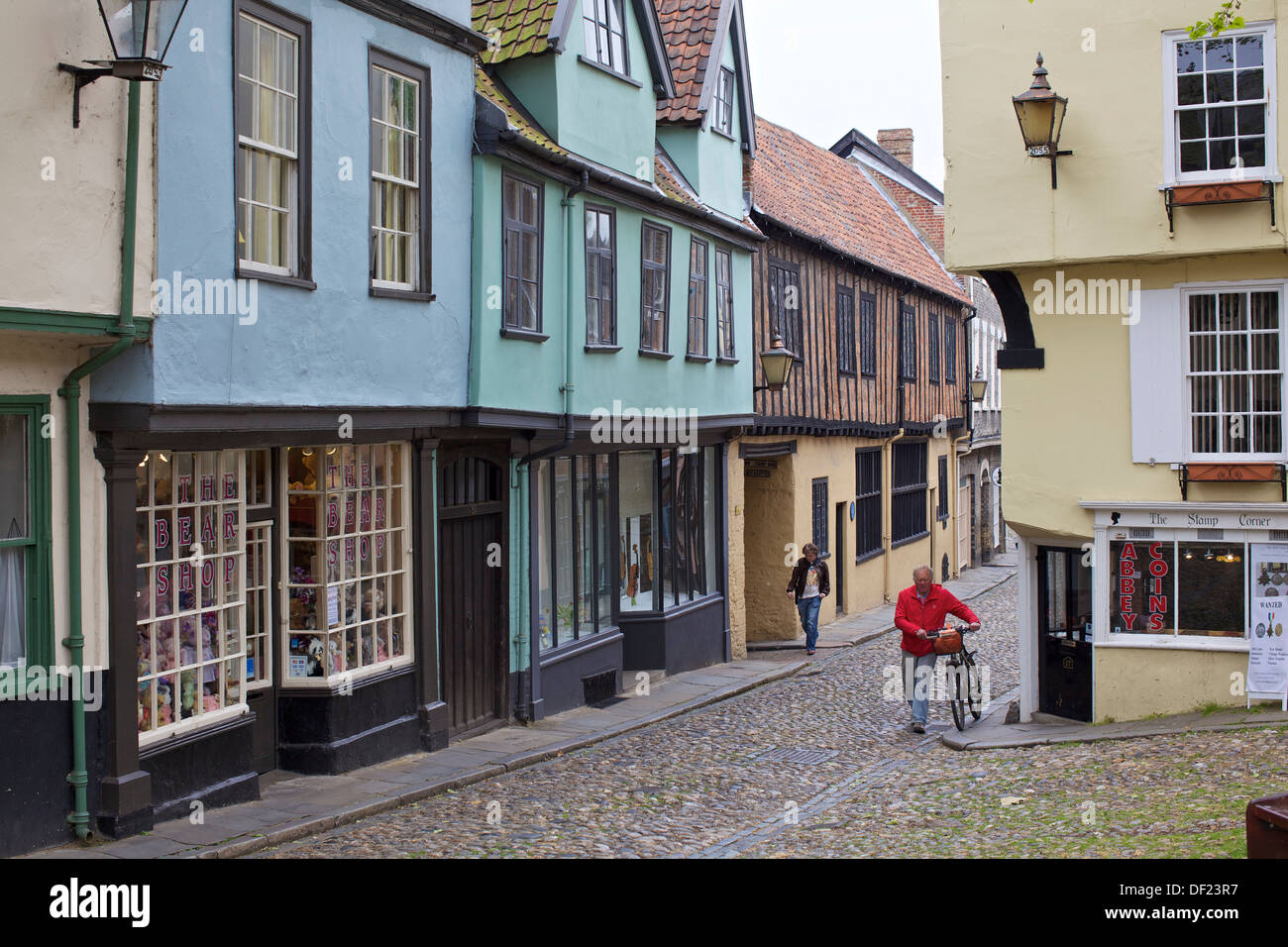 Elm Hill a Norwich in Inghilterra. Foto Stock