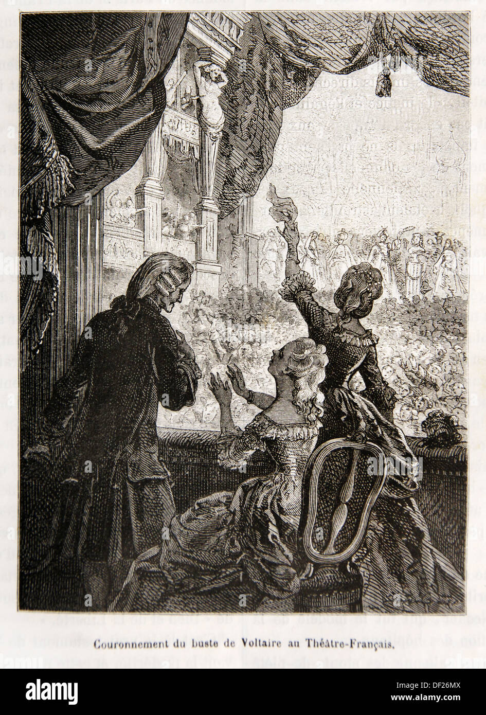 Incoronazione di Voltaire presso il Teatro Francais (XVIII secolo), Francia Foto Stock