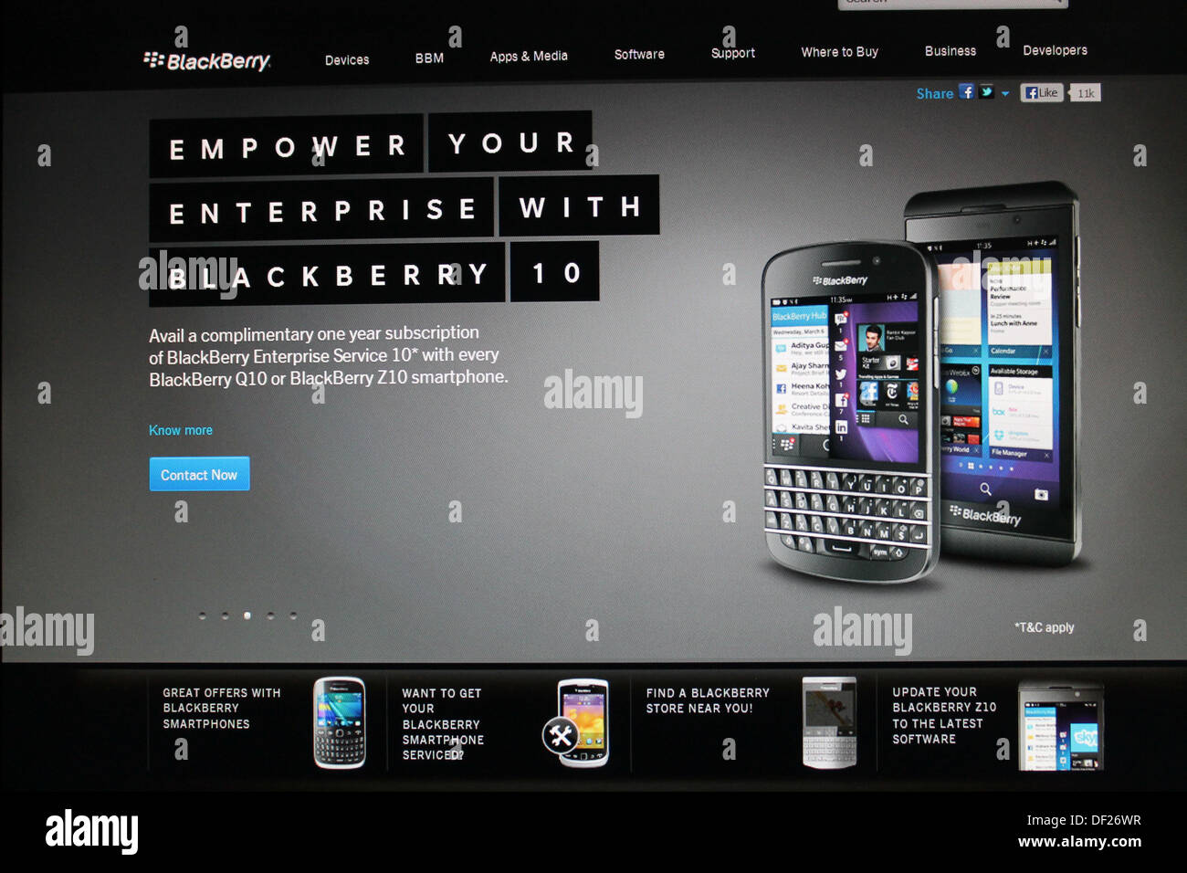 Sito web ufficiale di Blackberry cellulari Foto Stock