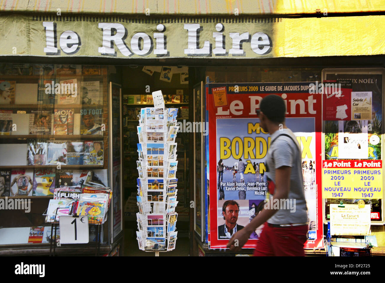Bookshop ("Le Roi Lear', il Re Lear) su Rue Sainte Catherine Bordeaux, Gironde, Aquitaine, Francia Foto Stock