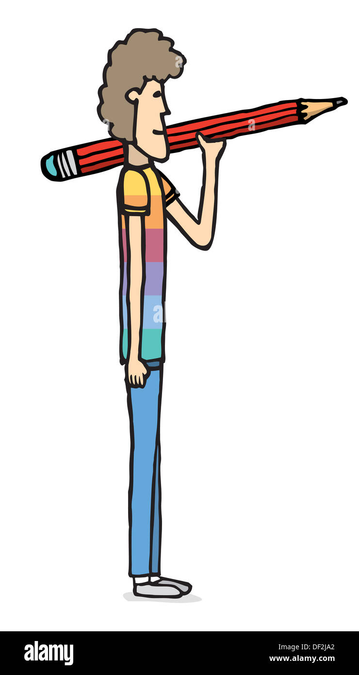 Giovani illustrator tenendo una matita Foto Stock