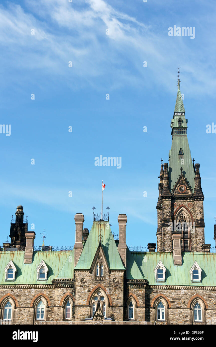 Dettaglio del Parlamento del Canada edificio sulla collina del Parlamento a Ottawa Foto Stock