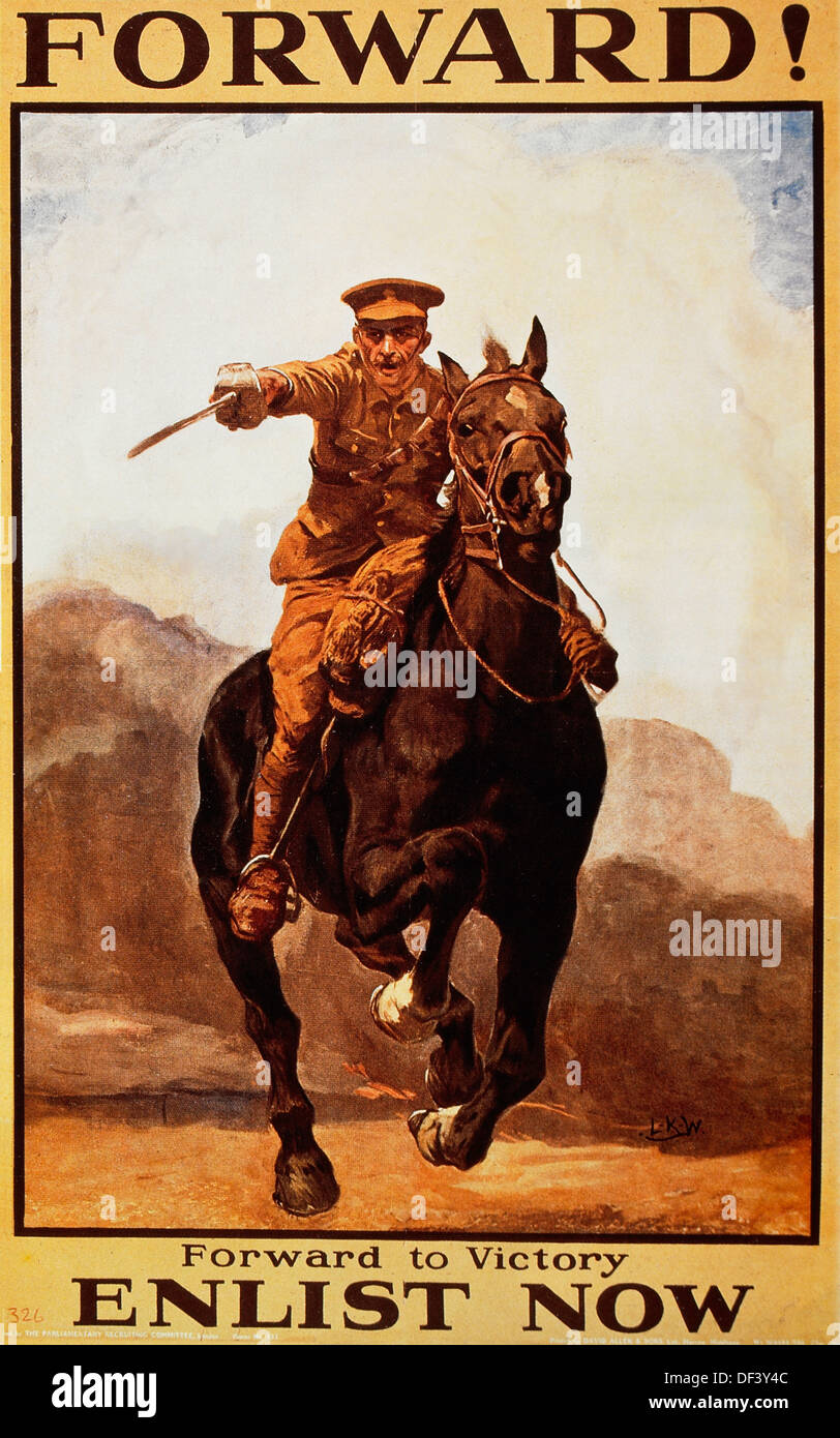 Inglese poster di reclutamento, 'Avanti!, la prima guerra mondiale, circa 1914 Foto Stock
