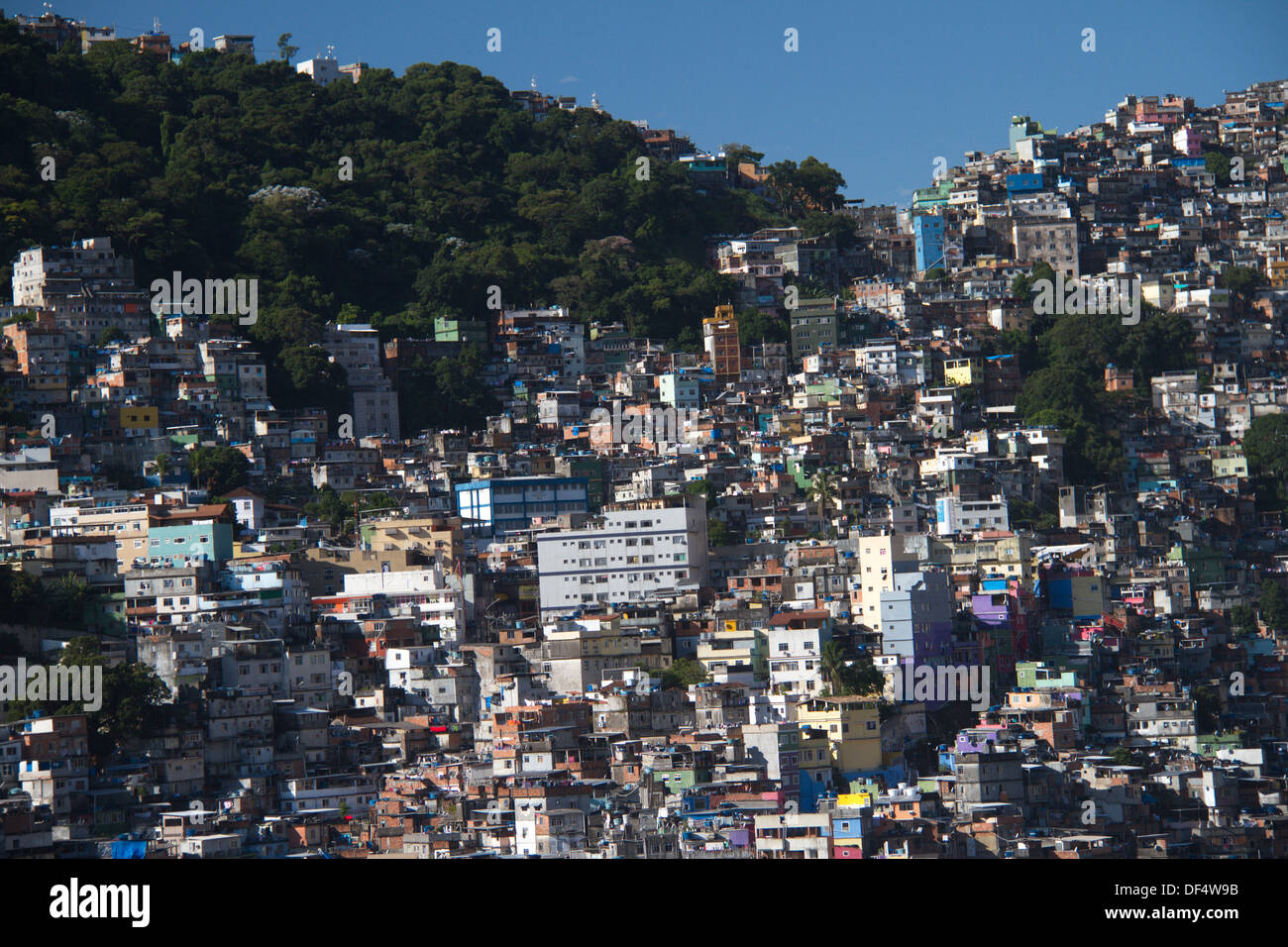 Le case e gli edifici Favela Rocinha di Rio de Janeiro in Brasile baraccopoli Foto Stock