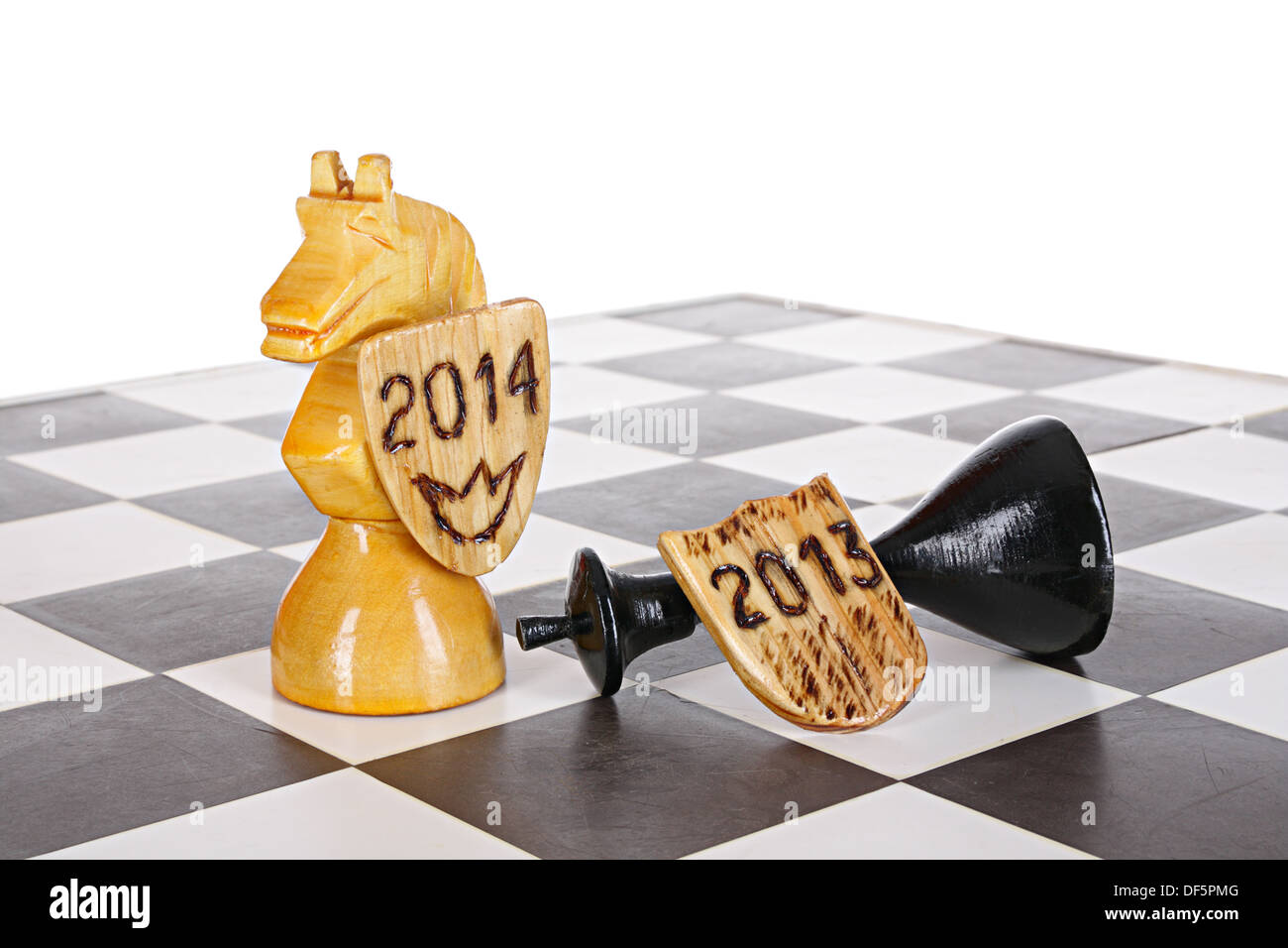 Anno nuovo cavallo idea. Lasciando di 2013 anni e arrivo di 2014 anno Foto Stock