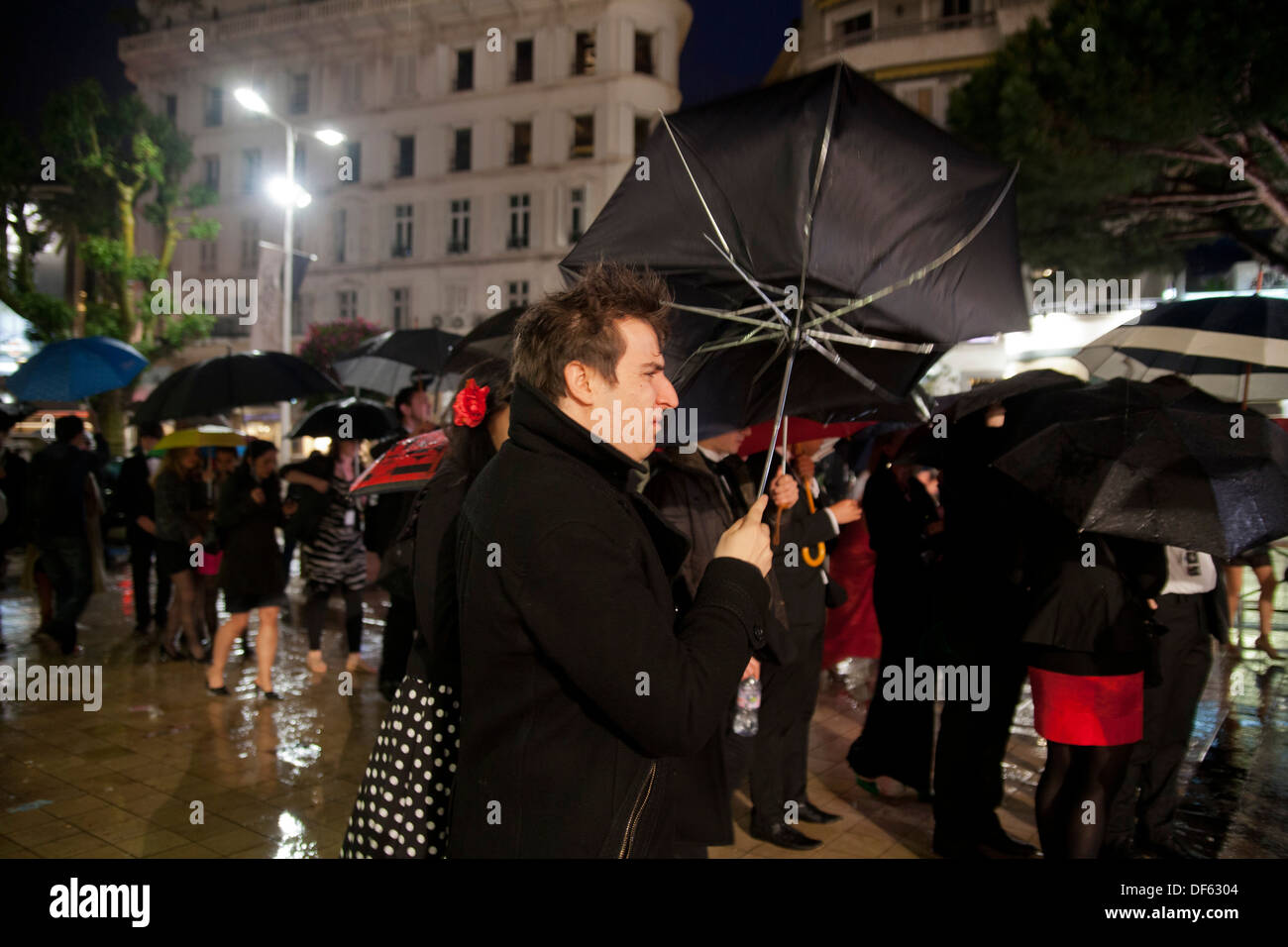Brutto tempo al Festival del Cinema di Cannes Foto Stock