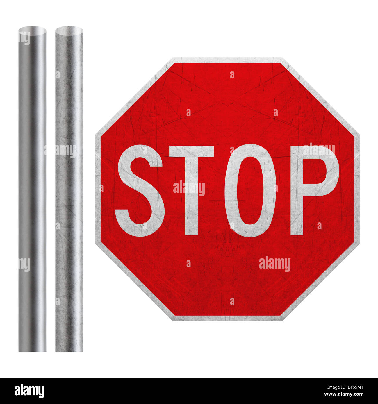 Stop con barra in metallo isolato su bianco (con lavori di clipping path) Foto Stock