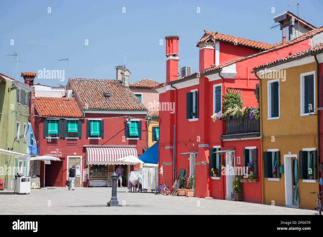 Isola di Burano. A nord si trova verso Venezia e Murano, è indiscutibilmente il più colorata isola della laguna veneta. Foto Stock