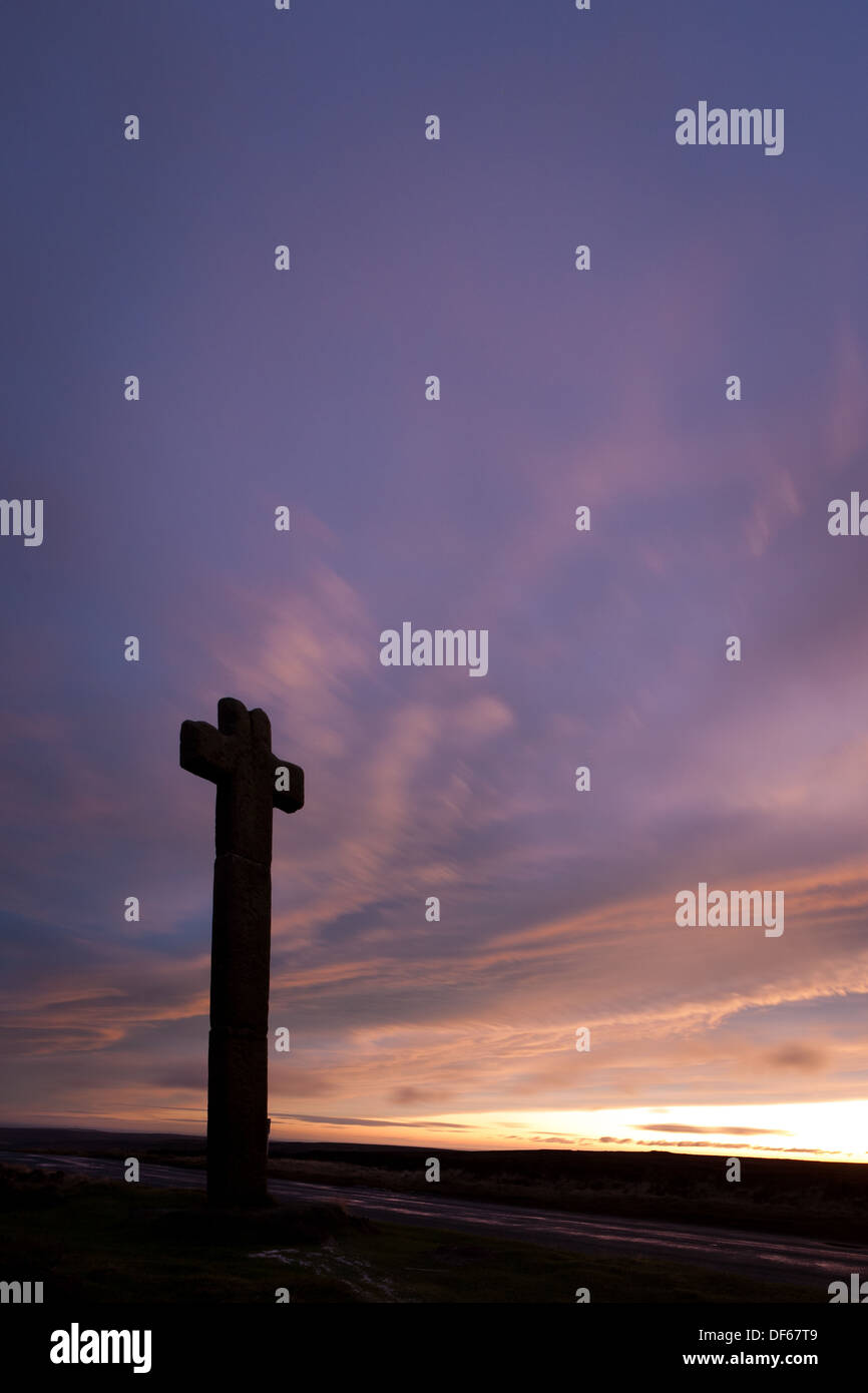 Ralph's Cross al tramonto, Westerdale, North Yorkshire, Inghilterra Foto Stock