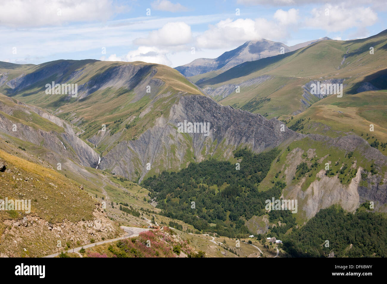 Route du Col de Sarenne Alpes d'Huez Alp Huez Isere Rodano Alpi Francia Foto Stock