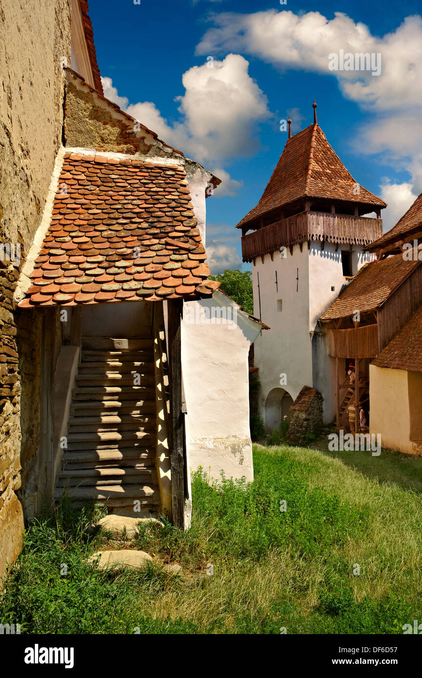 Szekly fortificata medievale chiesa di Viscri, Bunesti, Brasov, in Transilvania. Iniziato nel 1100's. Patrimonio mondiale dell UNESCO Foto Stock