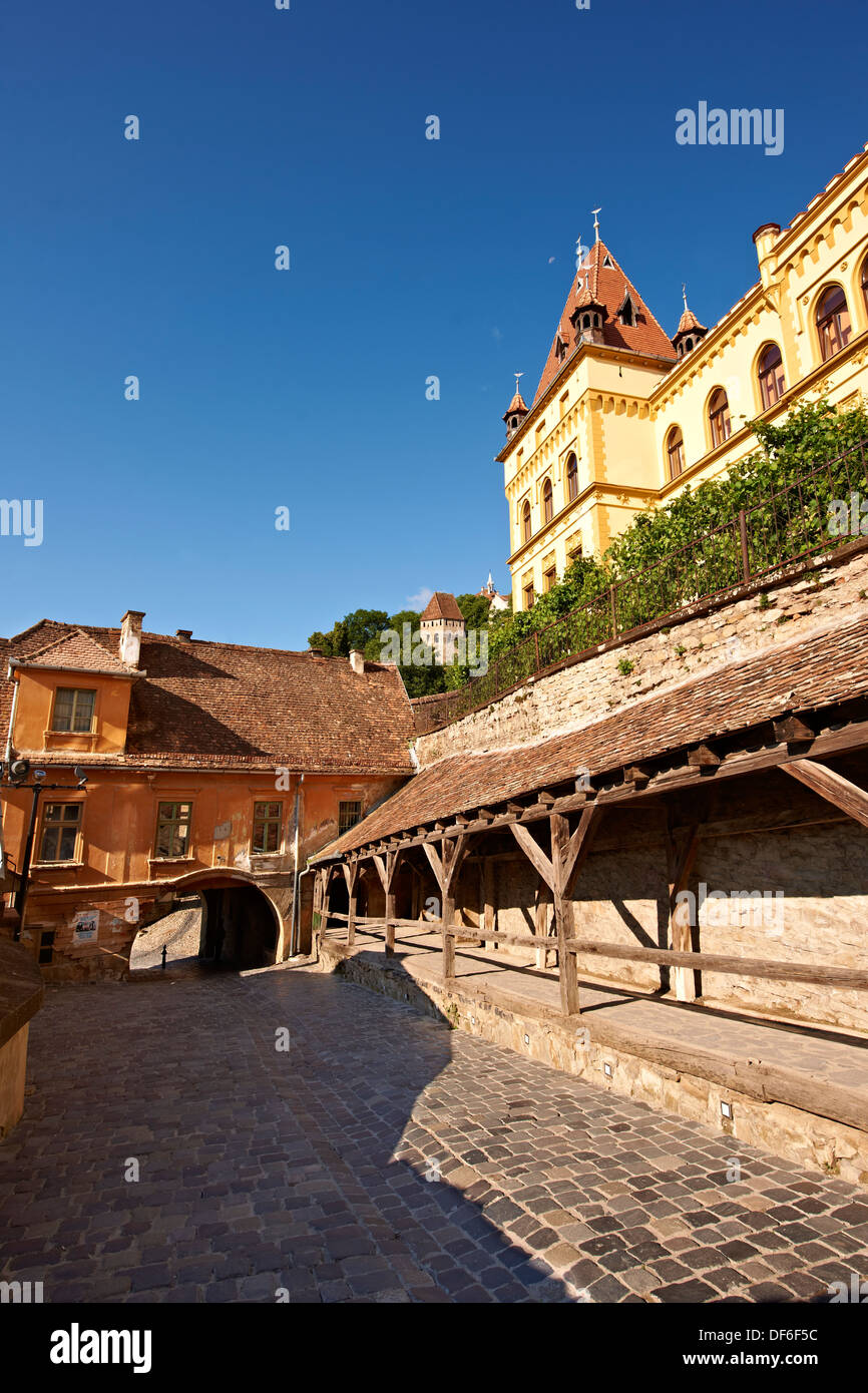 Medievale torre orologio & gate di Sighisoara sassone medievale fortificata cittadella, Transilvania, Romania Foto Stock