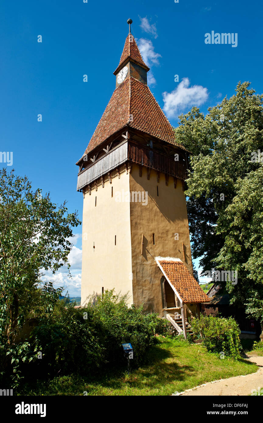 Torre difensiva del Sassone fortificato chiesa di Biertan , in Romania , Patrimonio Mondiale dell Unesco Foto Stock