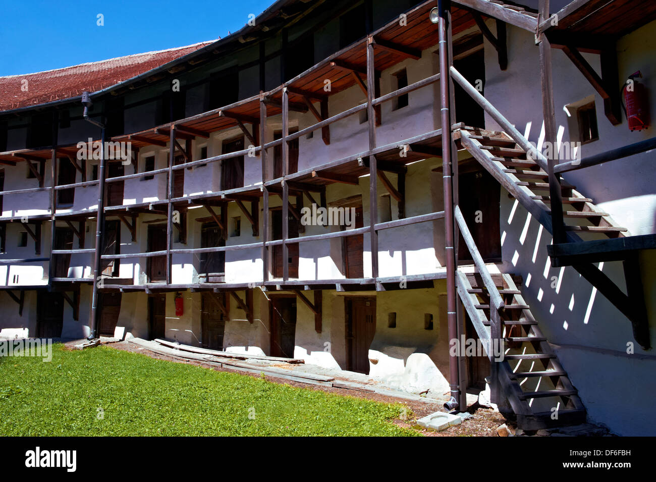 Camere di stoccaggio di Prejmer sassone chiesa fortificata , Brasov, in Transilvania. Patrimonio mondiale dell UNESCO Foto Stock