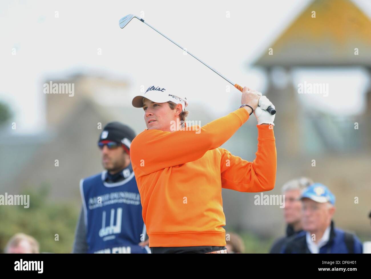 La Scozia, Regno Unito. 29 Sett 2013. Il quarto e ultimo round della Dunhill Golf Championship, dal vecchio corso St Andrews Peter Uihlein sul 3° credito tee: Azione Plus immagini di sport/Alamy Live News Foto Stock