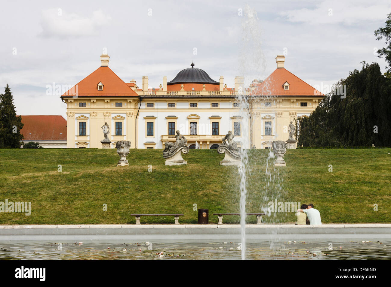 Castello e Giardini di Slavkov chateau, Austerlitz, Repubblica Ceca Foto Stock