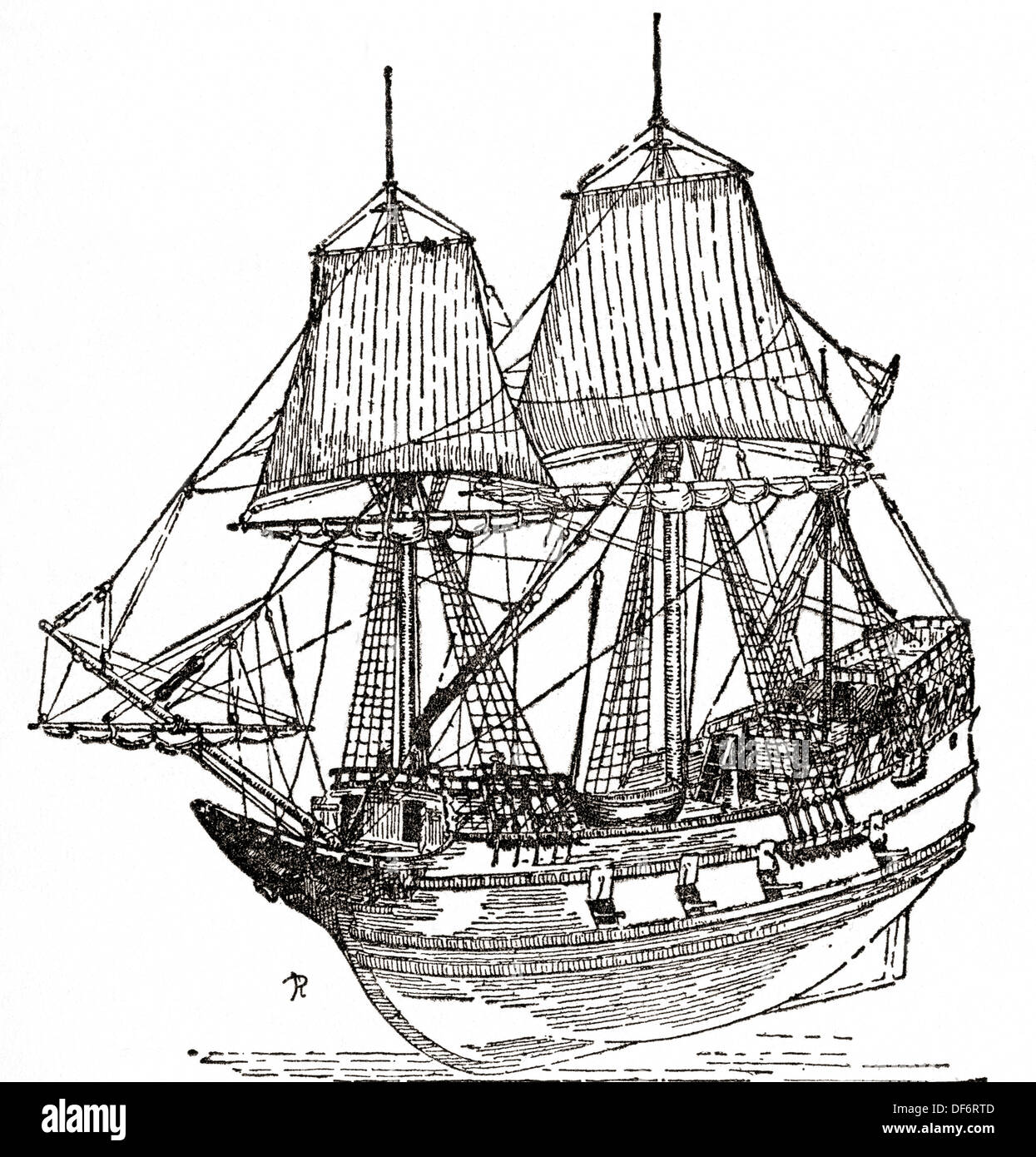 Una nave mercantile inglese di circa 1620. Dal romanticismo della nave mercantile, pubblicato nel 1931. Foto Stock