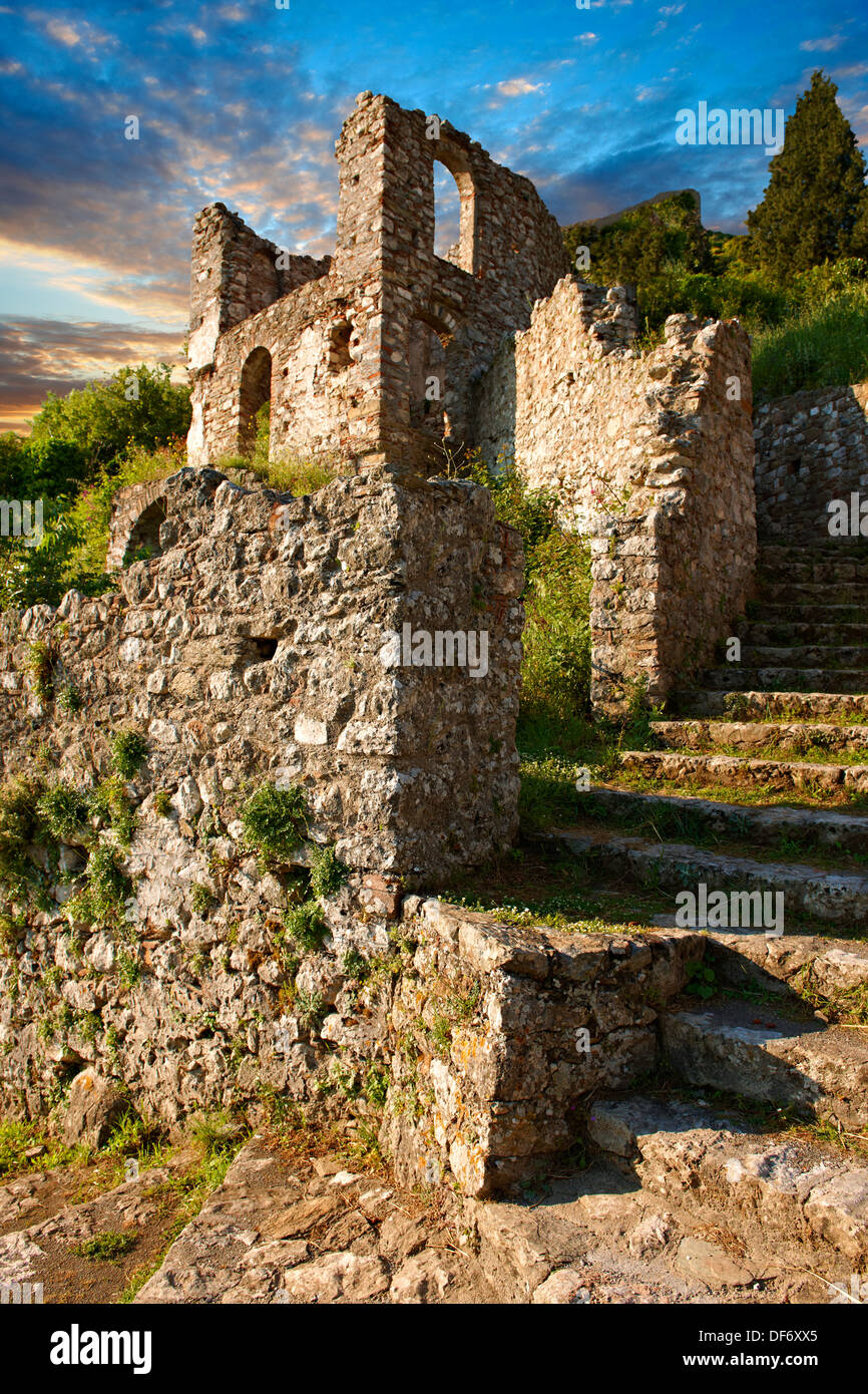 Le rovine della città Bizantina di Mythras, vicino a Sparta, in Grecia Foto Stock