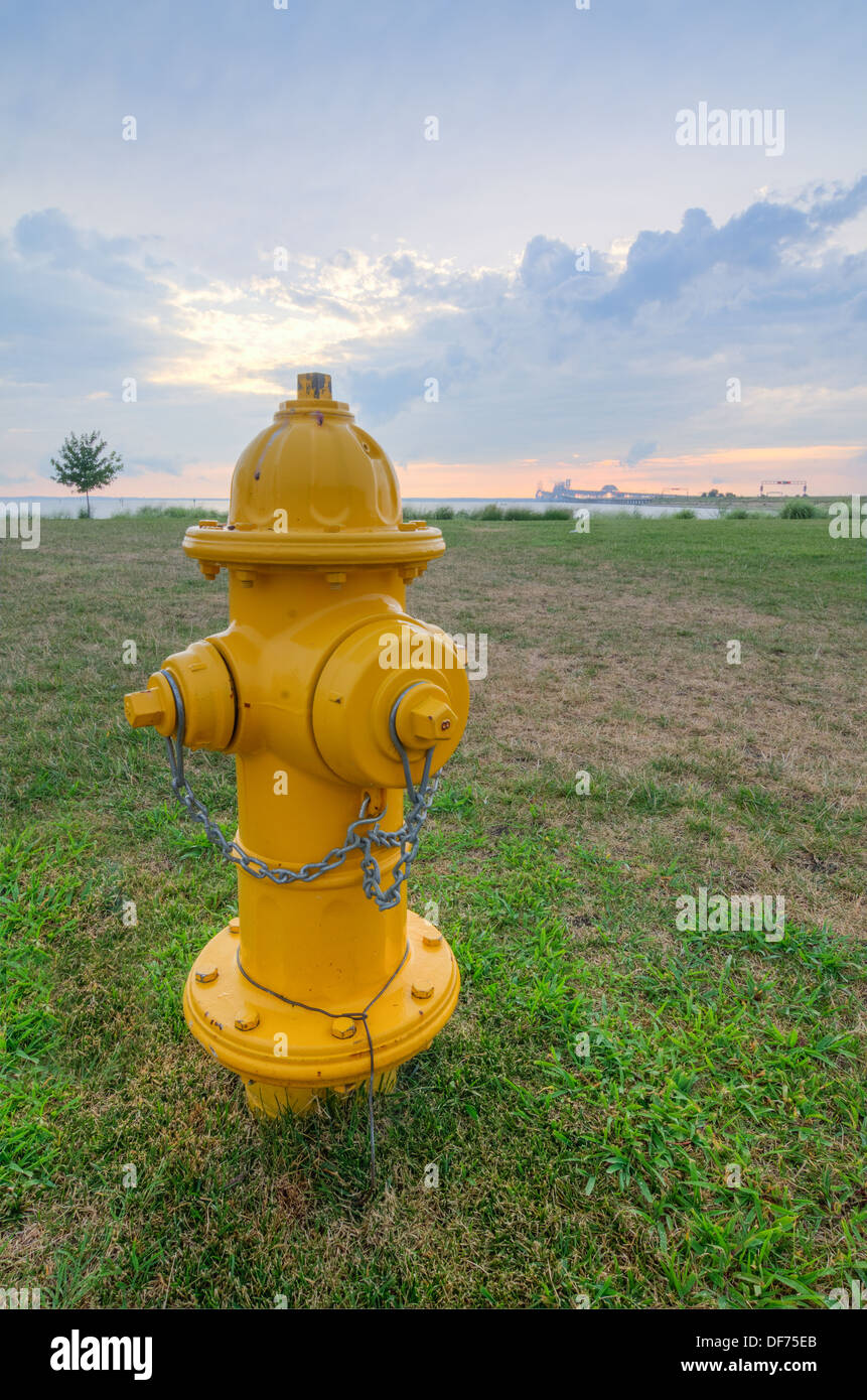 Idrante di fuoco con la Chesapeake Bay Bridge in background Foto Stock