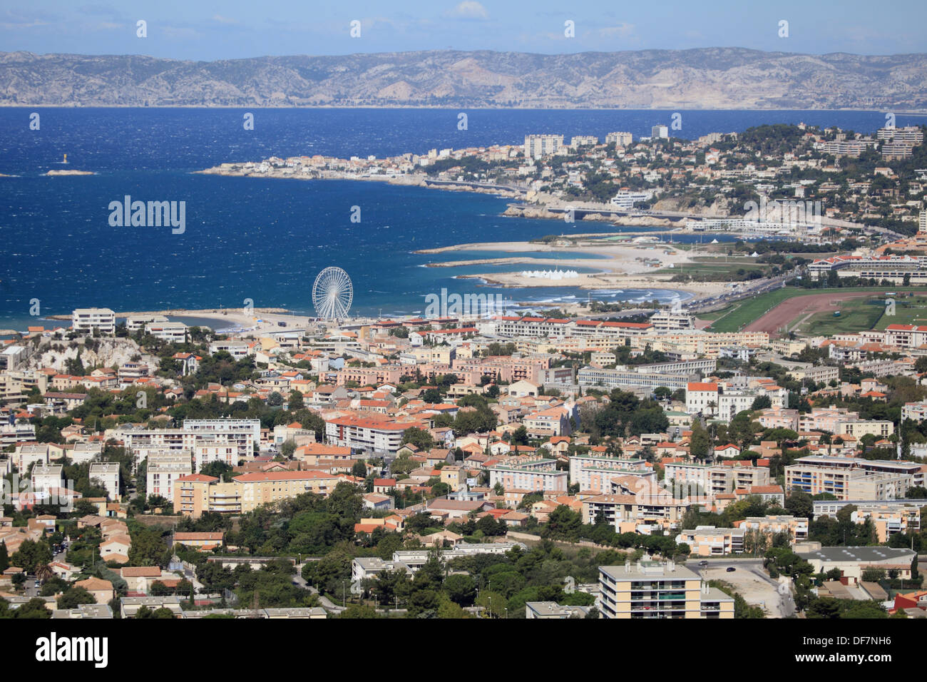 Vista dall'alto sopra la città di Marsiglia. Foto Stock