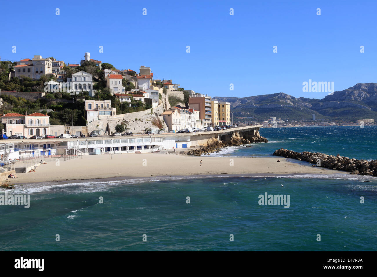 La spiaggia di "Prophète' a Marsiglia. Foto Stock